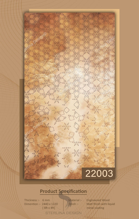 22003 Stelio 8 ft x 4 ft Matte Finish With Liquid Metal Coating HDF Art Panel - 6 mm - I for Interior