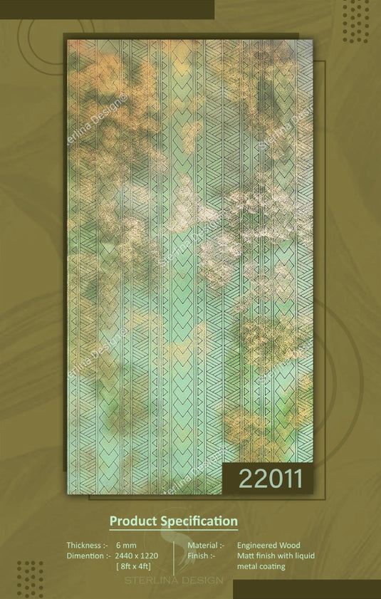 22011 Stelio 8 ft x 4 ft Matte Finish With Liquid Metal Coating HDF Art Panel - 6 mm - I for Interior